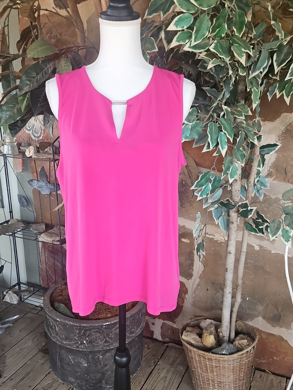 Michael Kors Hot Pink Sleeveless V-Notch Camisole